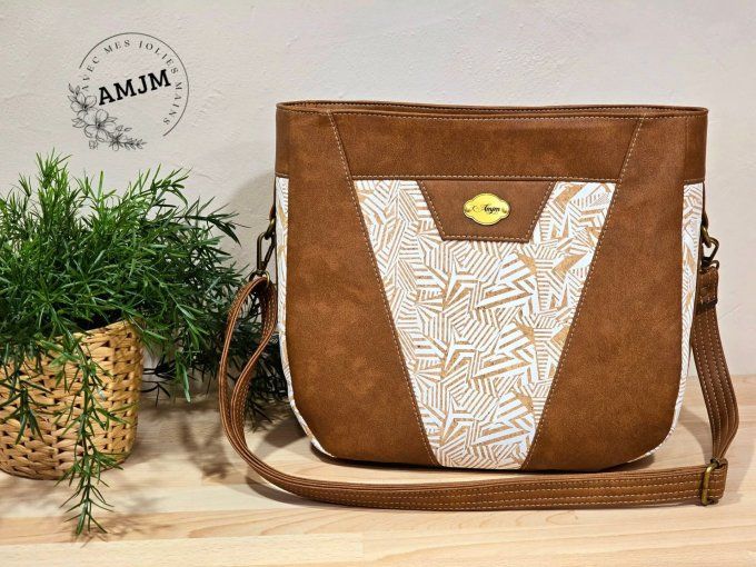 Sac Allegra en simili marron et liège imprimé