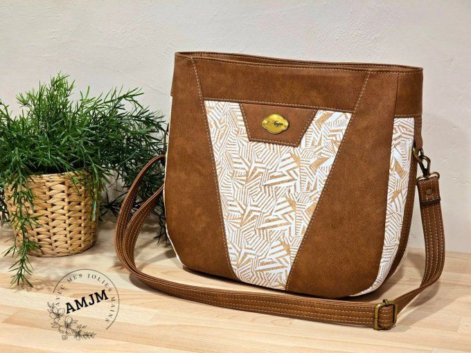 Sac Allegra en simili marron et liège imprimé