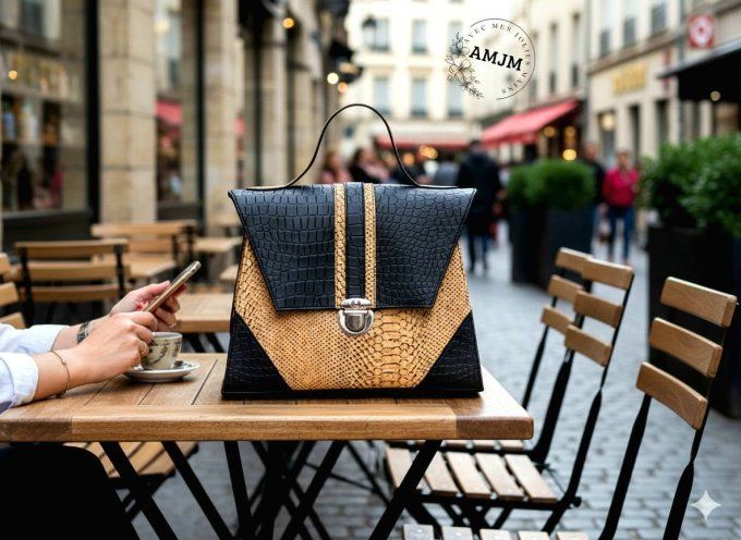 Sac Jasmine en simili et liège croco