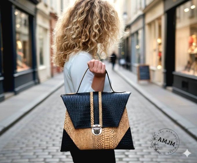 Sac Jasmine en simili et liège croco