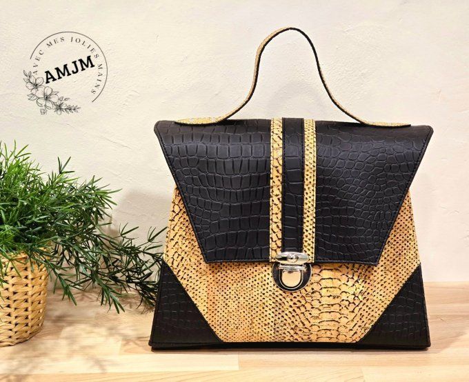 Sac Jasmine en simili et liège croco