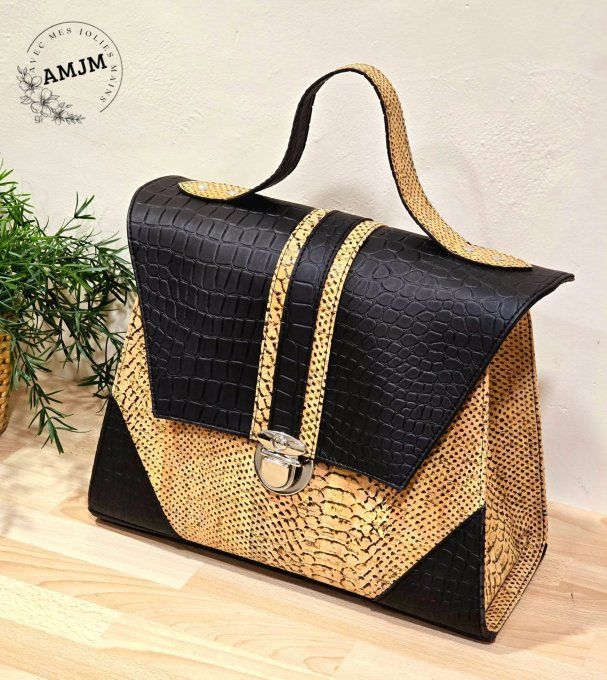Sac Jasmine en simili et liège croco