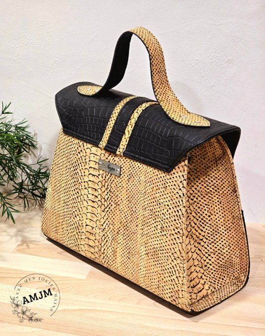 Sac Jasmine en simili et liège croco