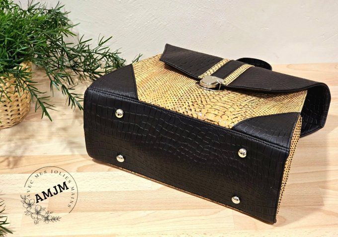 Sac Jasmine en simili et liège croco