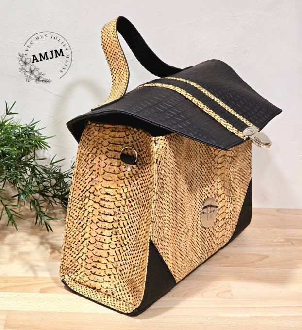 Sac Jasmine en simili et liège croco