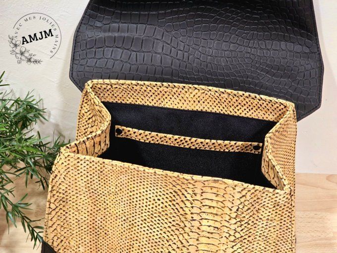 Sac Jasmine en simili et liège croco