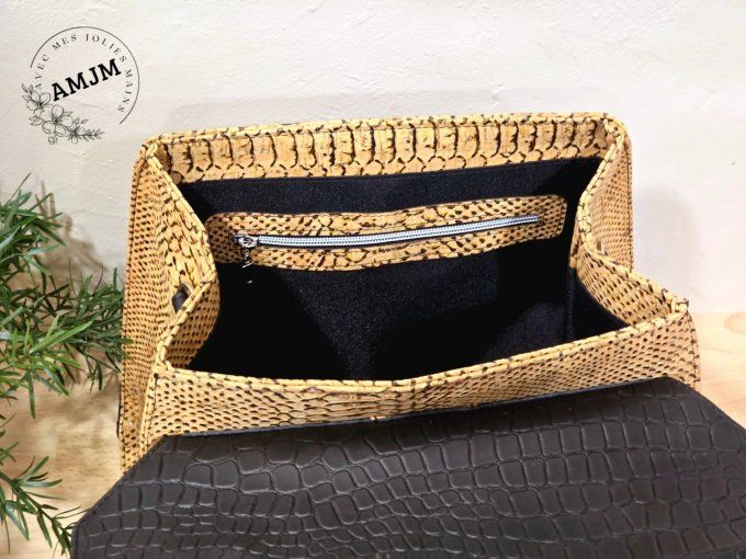 Sac Jasmine en simili et liège croco