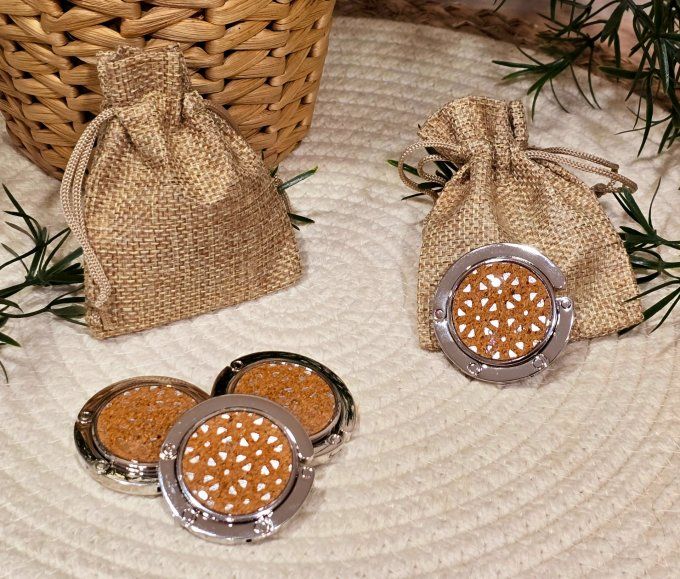 Accroche sac liège motifs argentés