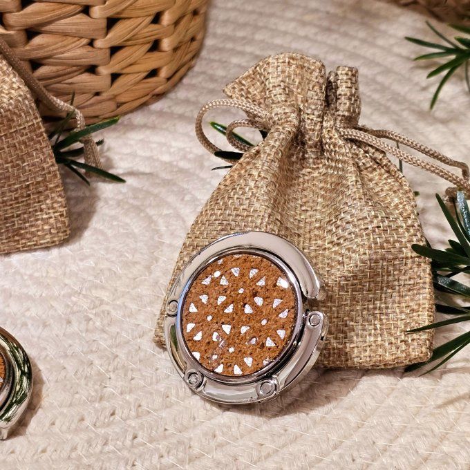 Accroche sac liège motifs argentés