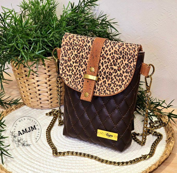 Pochette Eliane Léopard en simili et liège