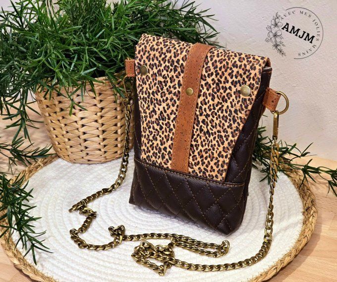 Pochette Eliane Léopard en simili et liège