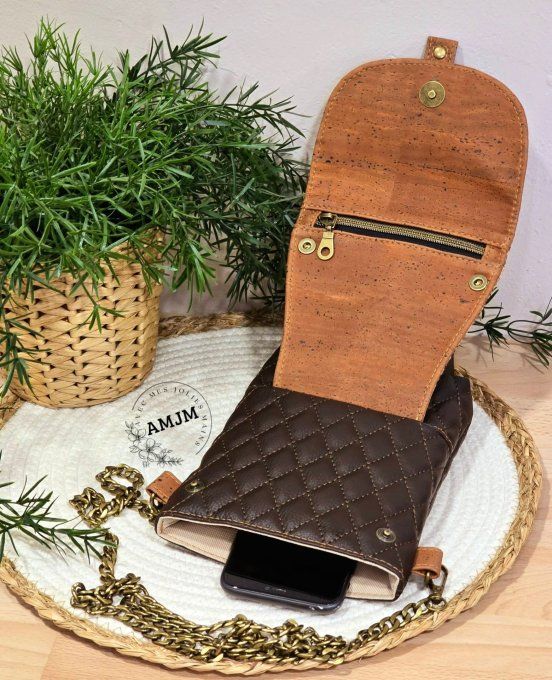 Pochette Eliane Léopard en simili et liège