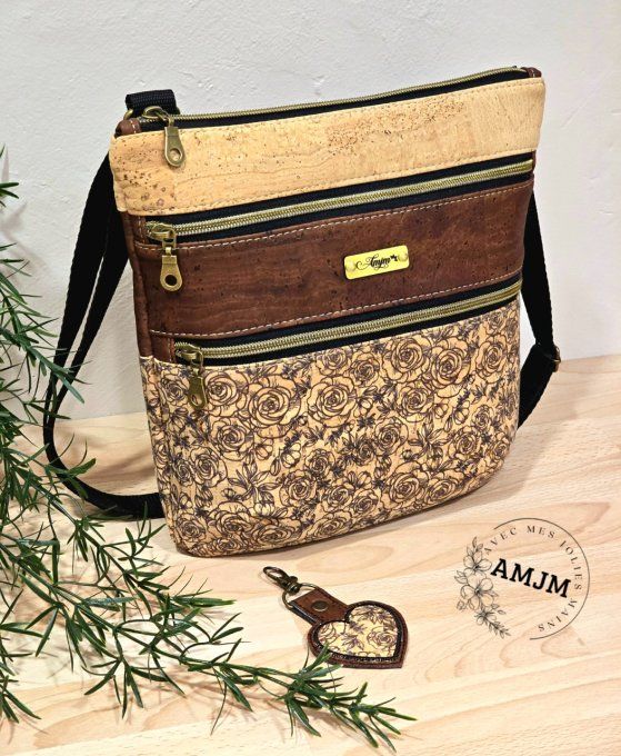 Sac Triple zip à bandoulière en liège