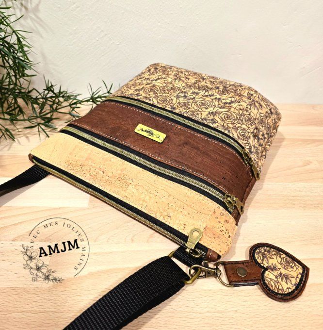 Sac Triple zip à bandoulière en liège