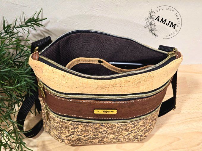 Sac Triple zip à bandoulière en liège