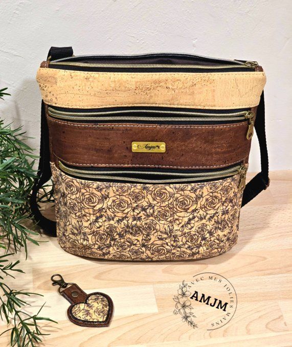 Sac Triple zip à bandoulière en liège