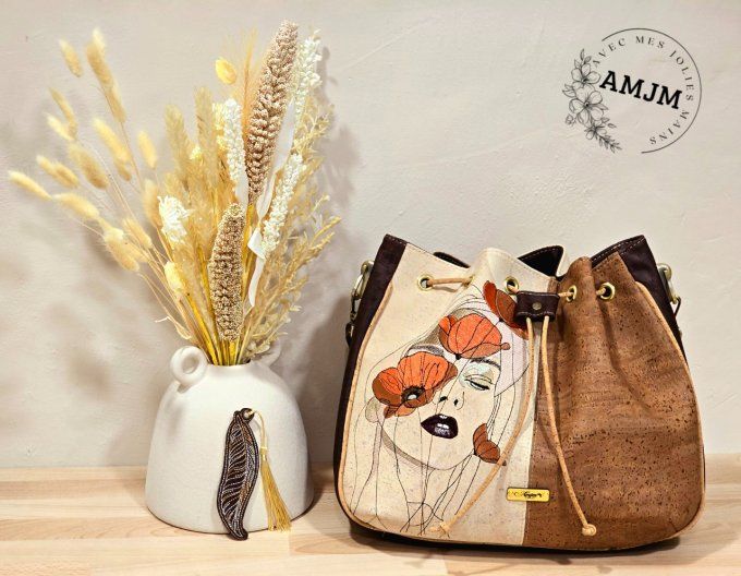 Sac Julie en liège avec broderie