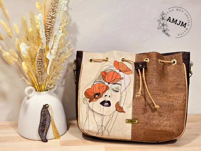 Sac Julie en liège avec broderie