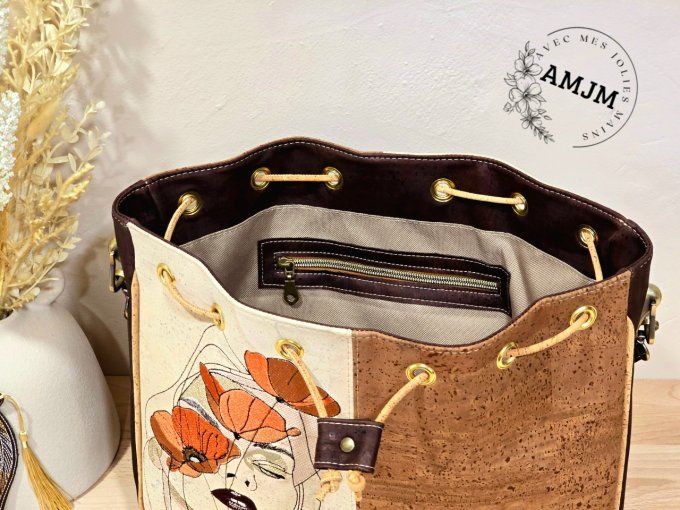 Sac Julie en liège avec broderie