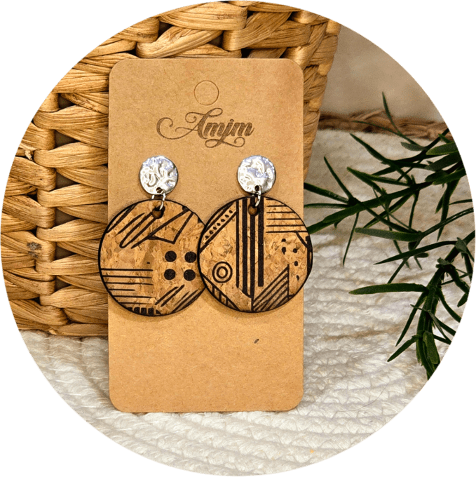 Boucles d'oreilles en liège 