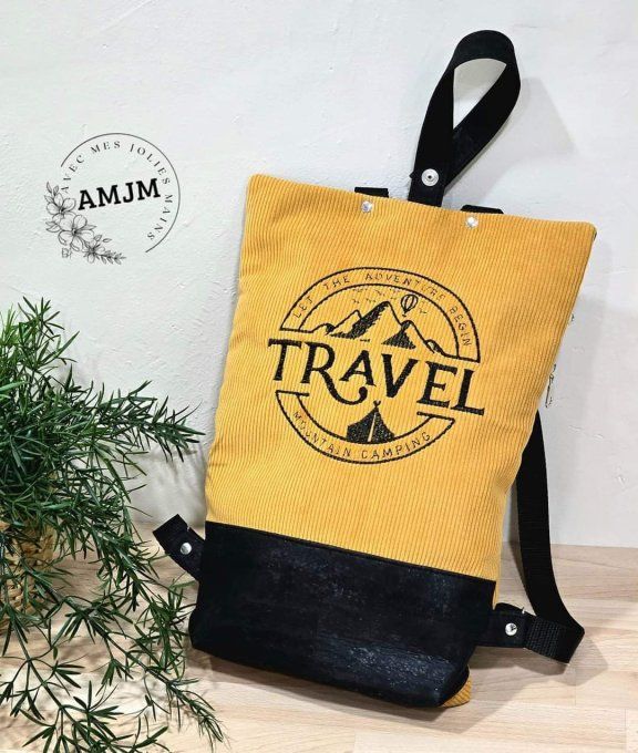 Sac à dos Foldaway en velours côtelé et liège