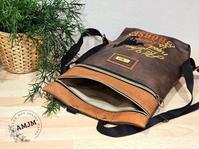 Sac à dos Foldaway en simili et liège caramel