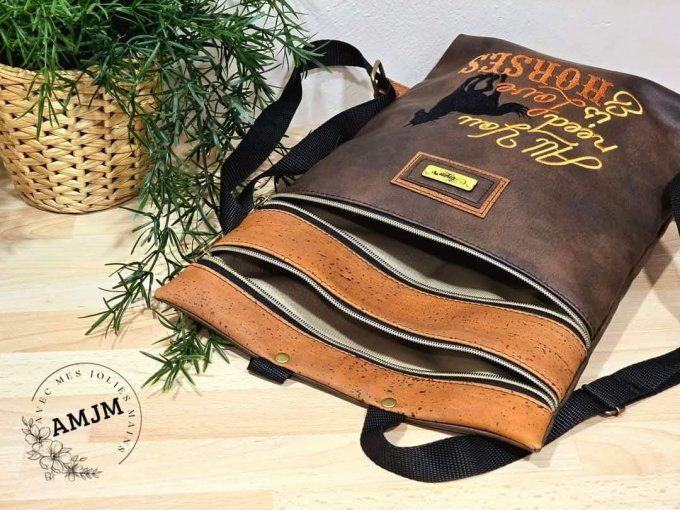 Sac à dos Foldaway en simili et liège caramel