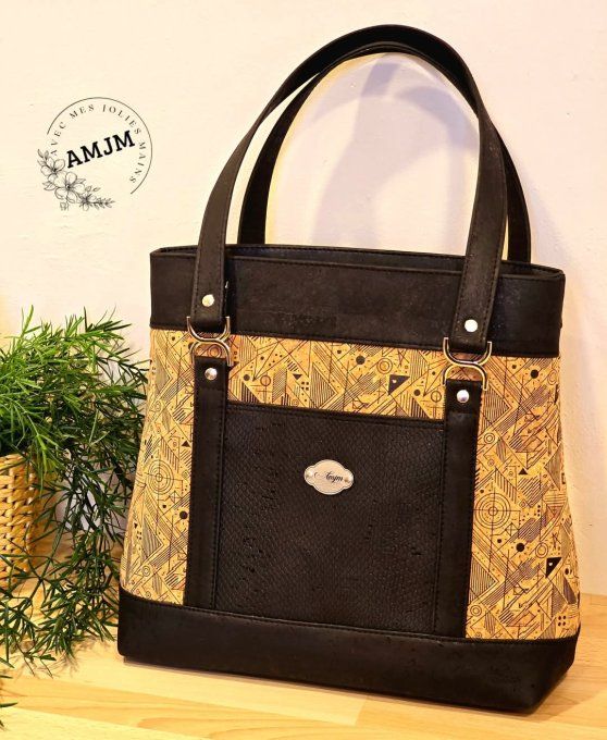 Sac Parvati en liège imprimé et liège noir