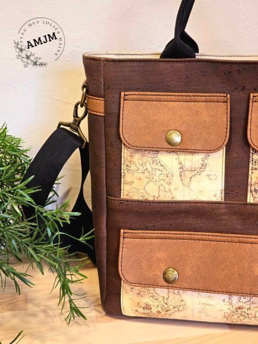 Sac Avalow en liège et simili Mappemonde