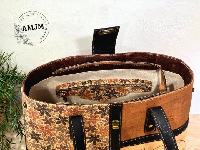 Sac Magnolia en liège et sa jolie gravure laser