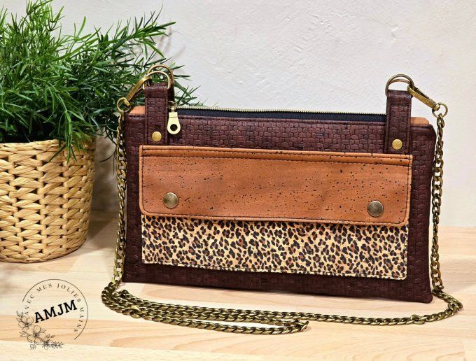 Pochette Summer en liège léopard