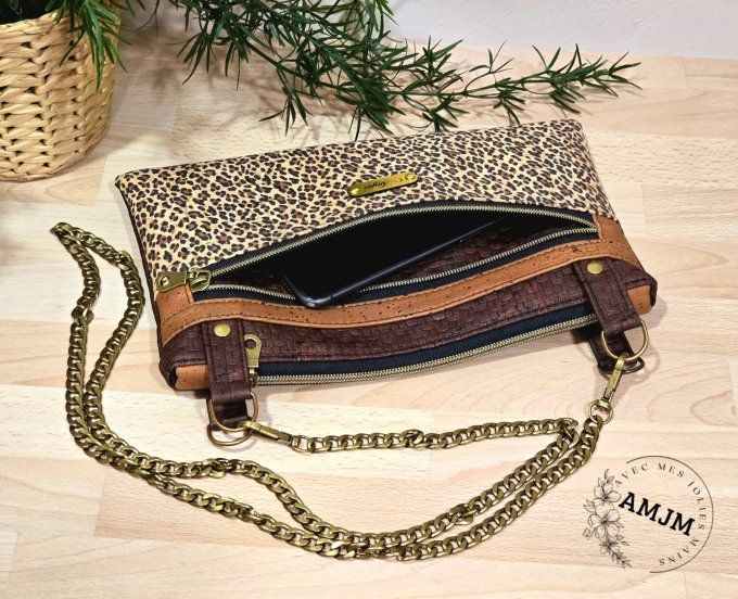 Pochette Summer en liège léopard