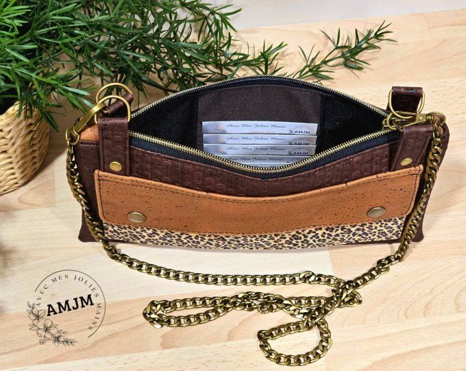 Pochette Summer en liège léopard