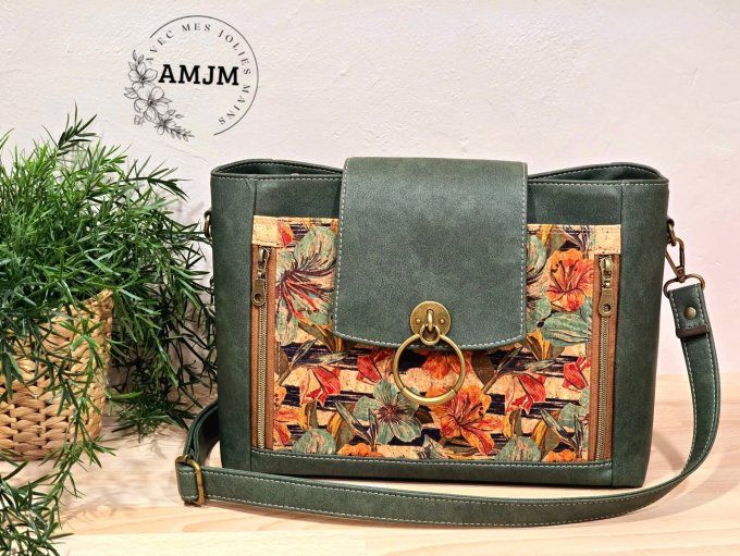 Sac Selma en liège et simili kaki