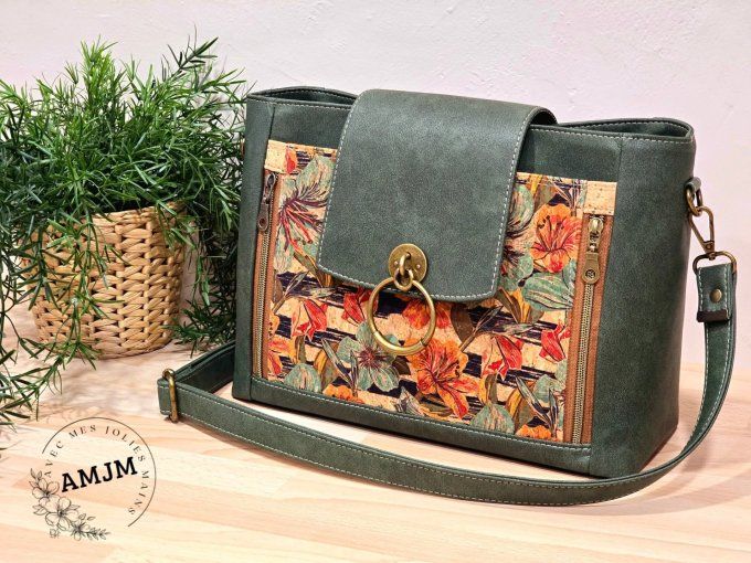 Sac Selma en liège et simili kaki
