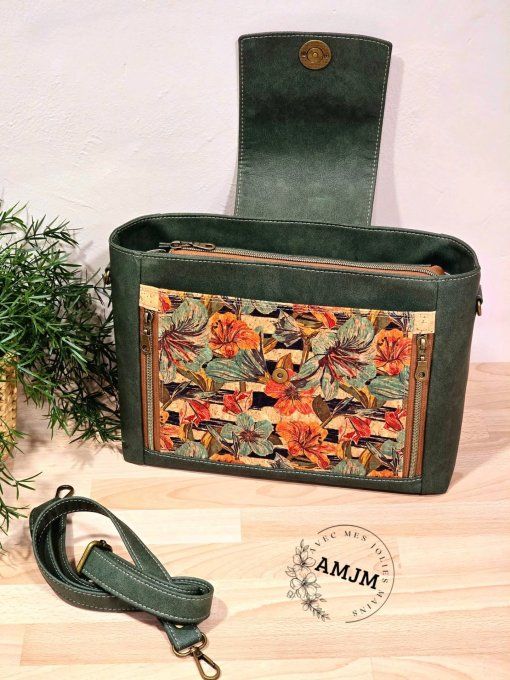 Sac Selma en liège et simili kaki