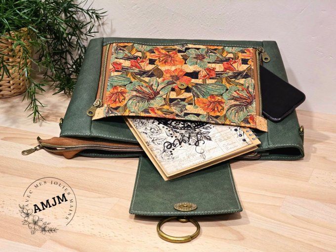 Sac Selma en liège et simili kaki