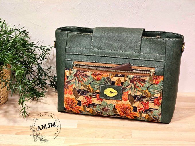 Sac Selma en liège et simili kaki