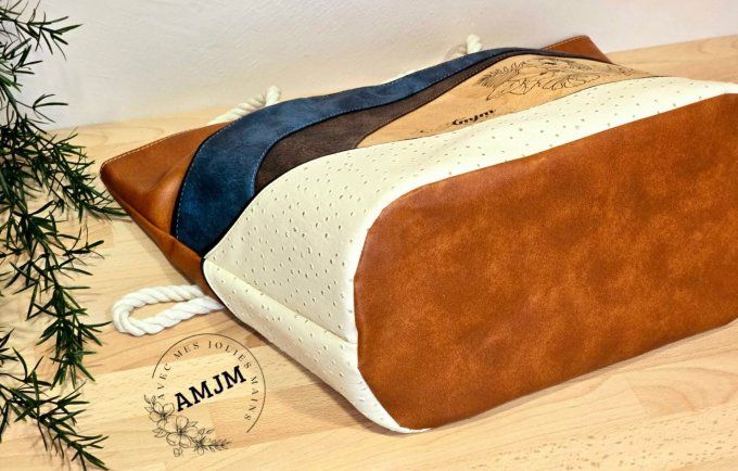 Grand cabas Seawood en liège et simili avec gravure laser