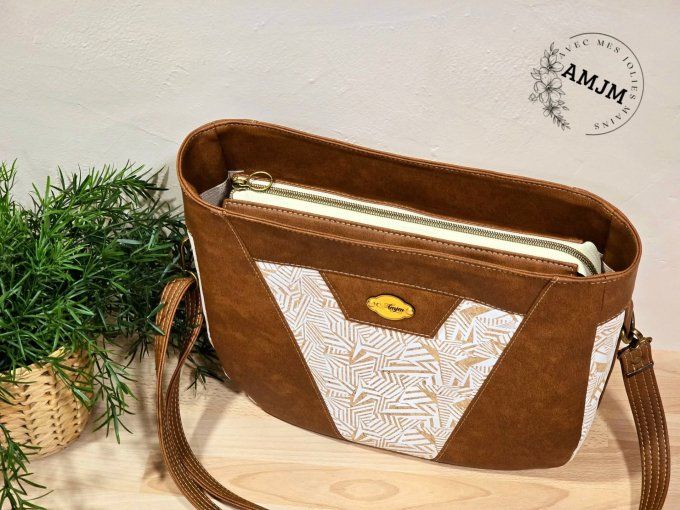 Sac Allegra en simili marron et liège imprimé