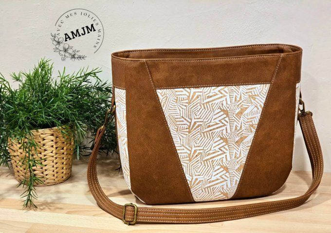 Sac Allegra en simili marron et liège imprimé