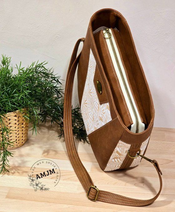 Sac Allegra en simili marron et liège imprimé