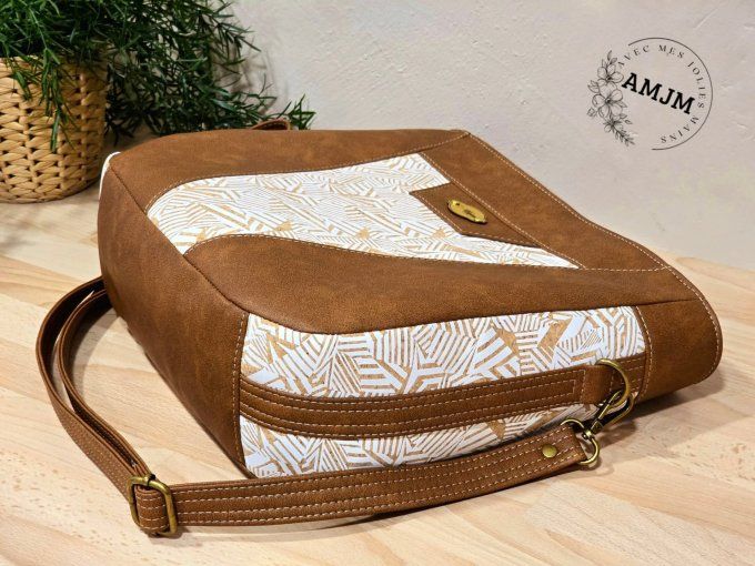 Sac Allegra en simili marron et liège imprimé