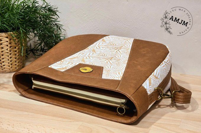 Sac Allegra en simili marron et liège imprimé