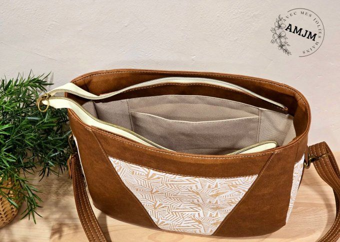 Sac Allegra en simili marron et liège imprimé