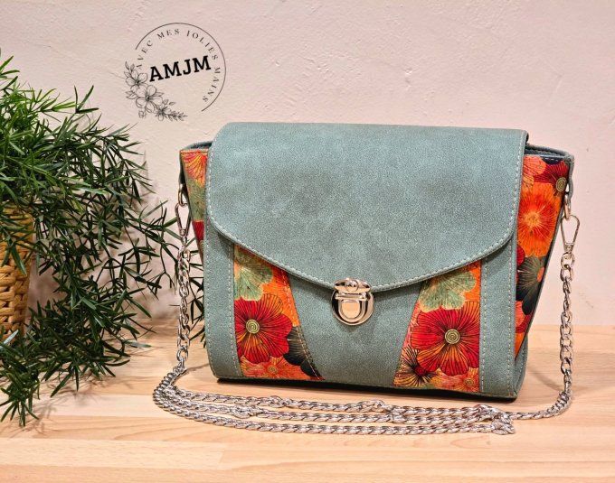 Sac Candy Small en simili et liège fleurs