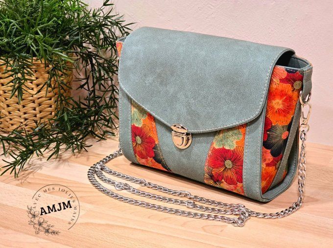 Sac Candy Small en simili et liège fleurs