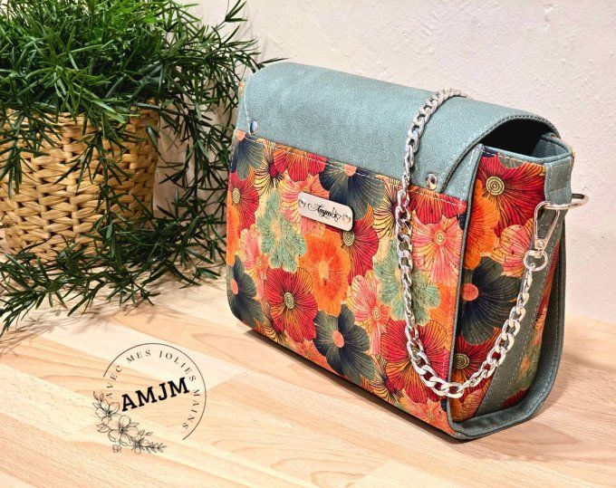 Sac Candy Small en simili et liège fleurs