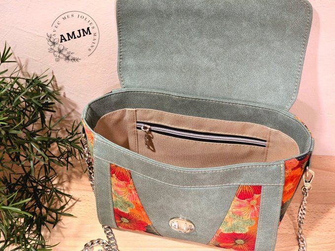 Sac Candy Small en simili et liège fleurs