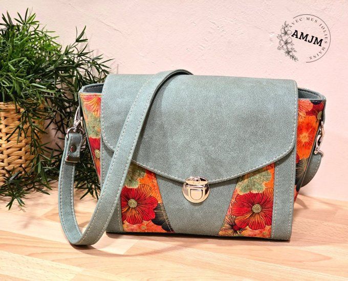 Sac Candy Small en simili et liège fleurs
